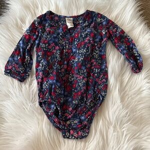 OshKosh B'gosh Navy and Red Floral Baby Onesie